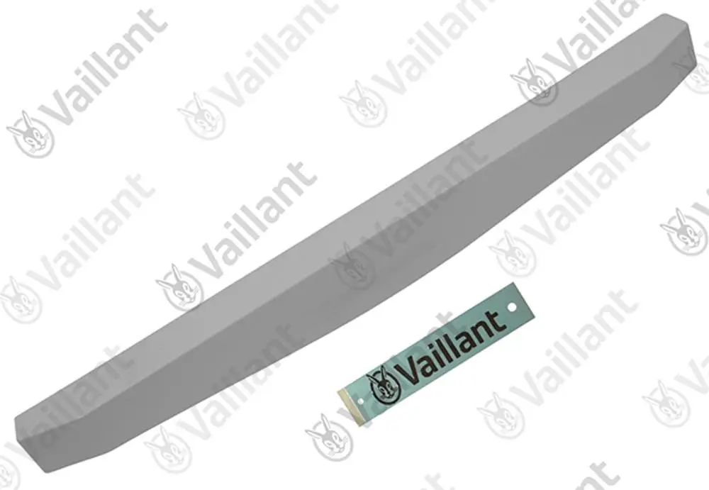 Grauer Kunststoffdeckel mit markanter Struktur und Vaillant-Logo, geeignet für bestimmte Modelle von Heizgeräten.